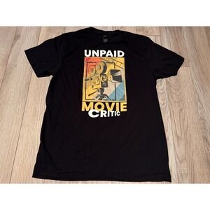 Gildan Softstyle Unpaid Movie Critic Graphic T Shirt Mens Medium Black